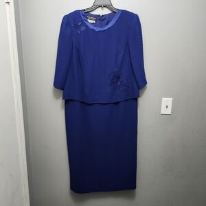 Donna Morgan women's formal midi dress size 16WP blue wedding guest